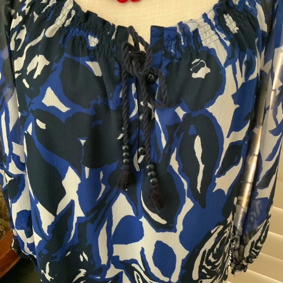 Dana Buchman print peasant style top - Picture 5 of 7